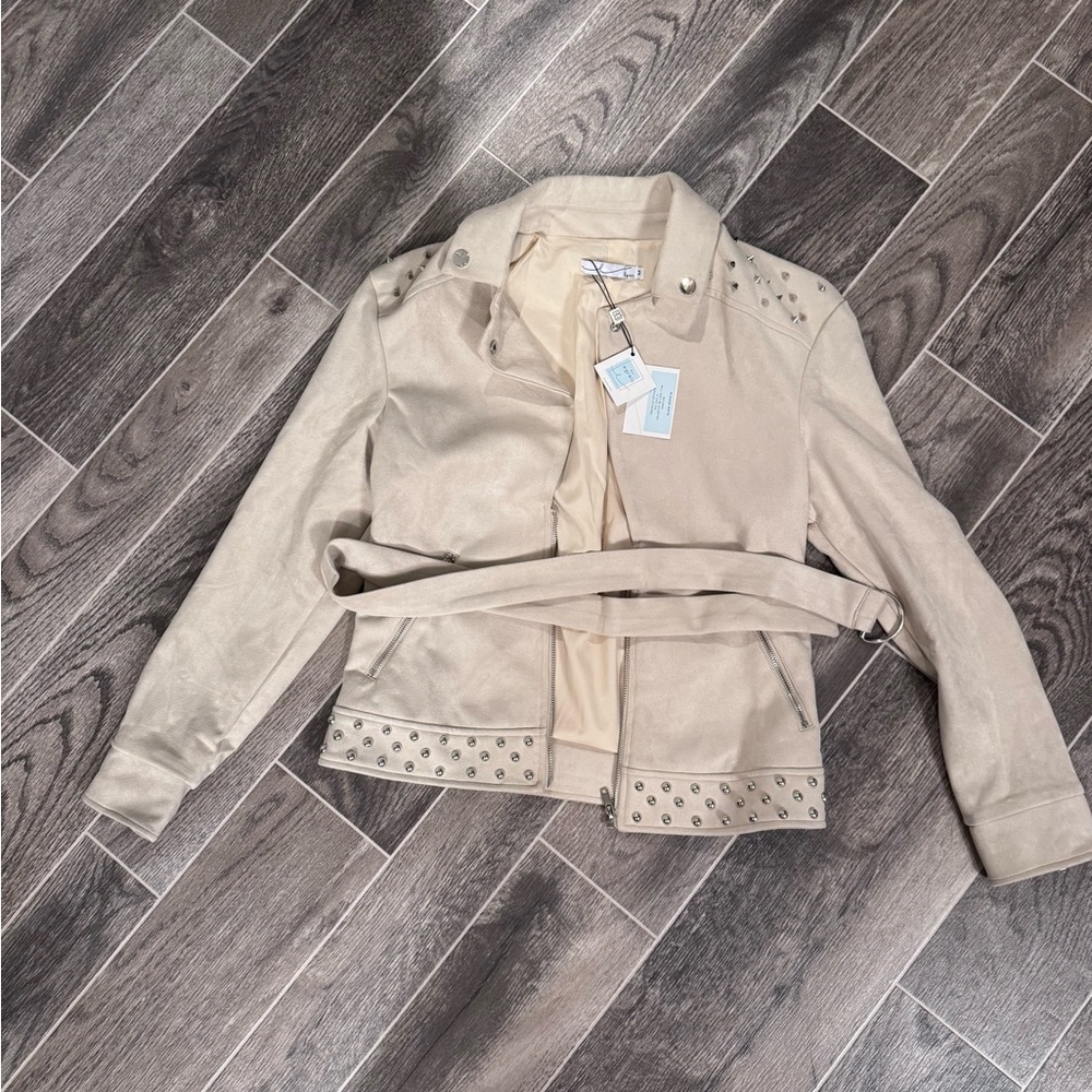 ByEgreis suede-feel studded jacket